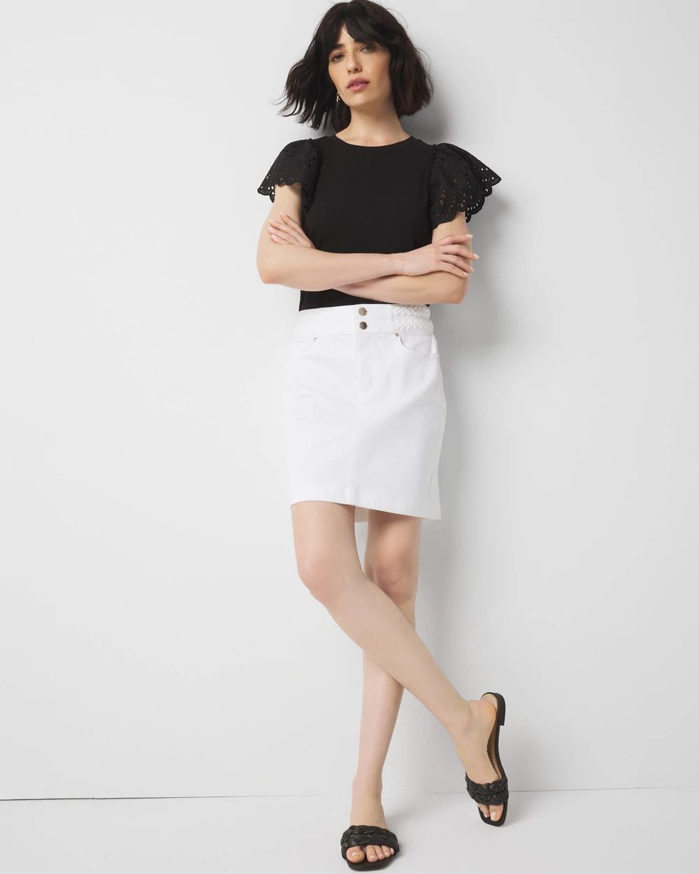 Eyelet Sleeve Crewneck Tee