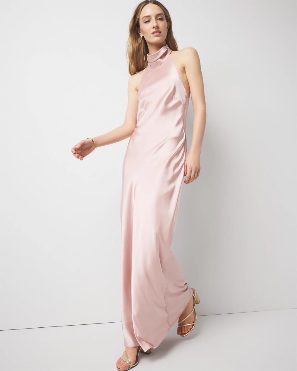 Satin Halter Maxi Dress