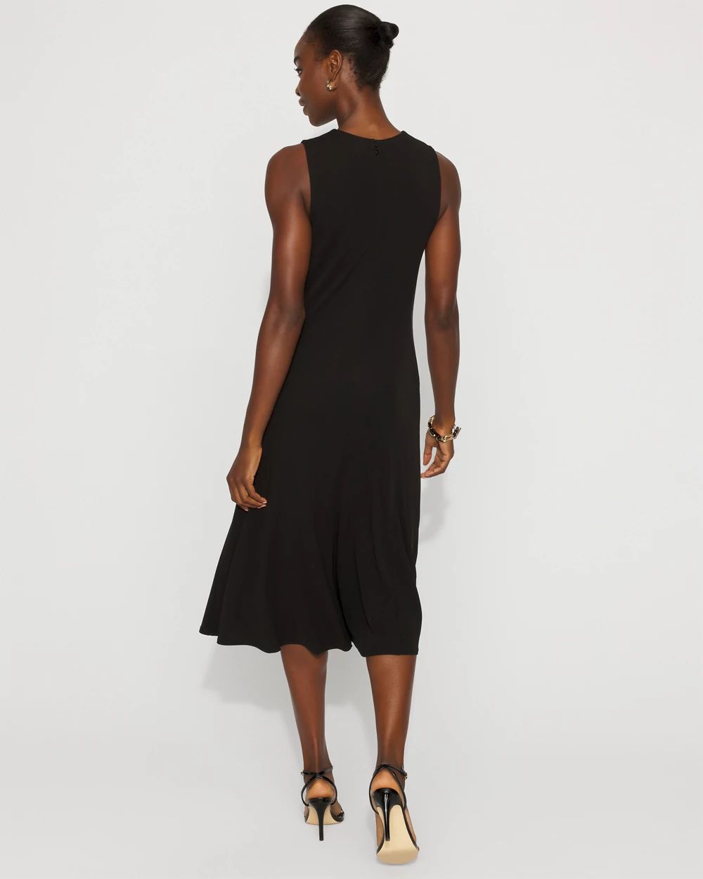 Twist-Neck Cutout Midi Dress