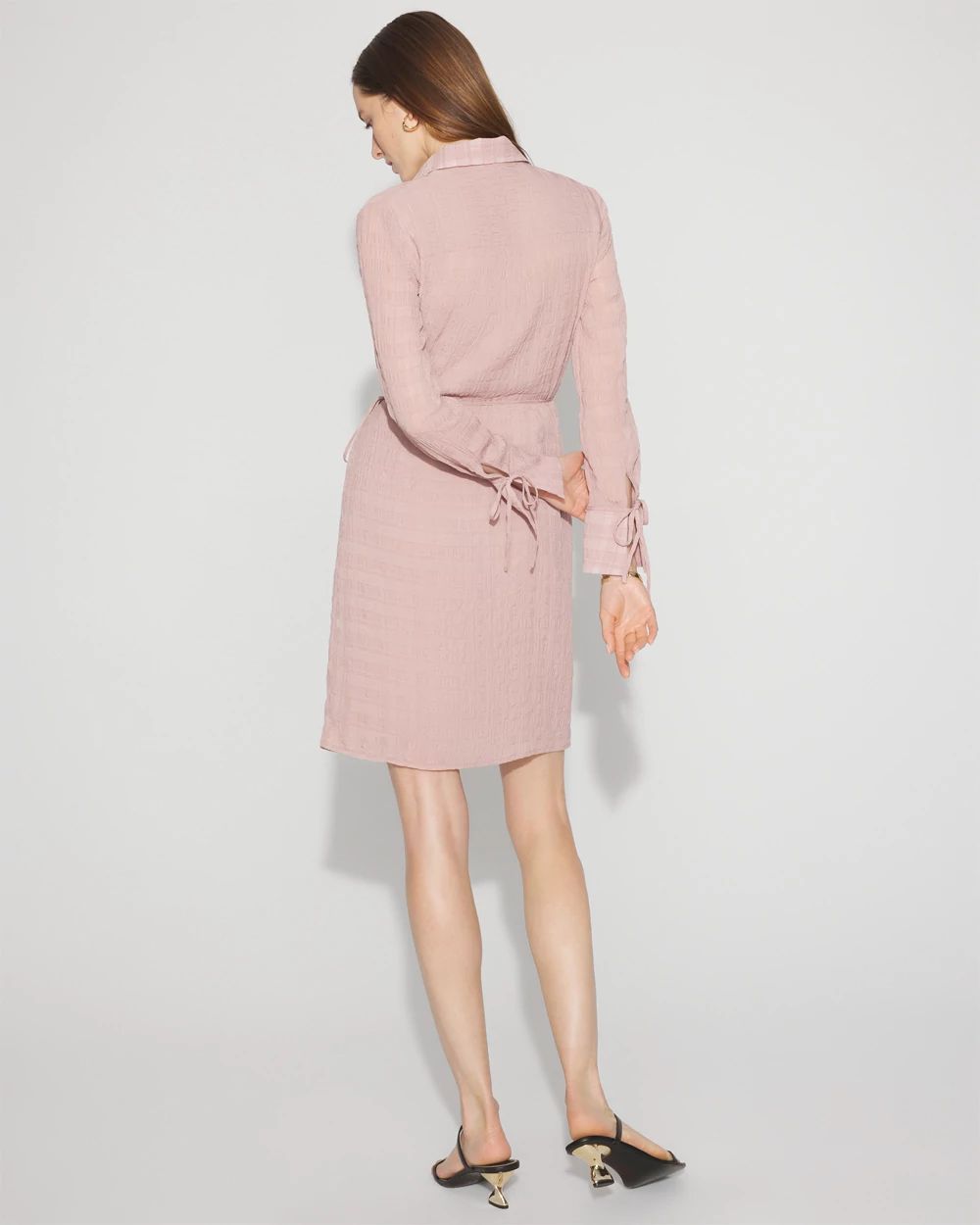 Tie-Detail Chiffon Shirt Dress