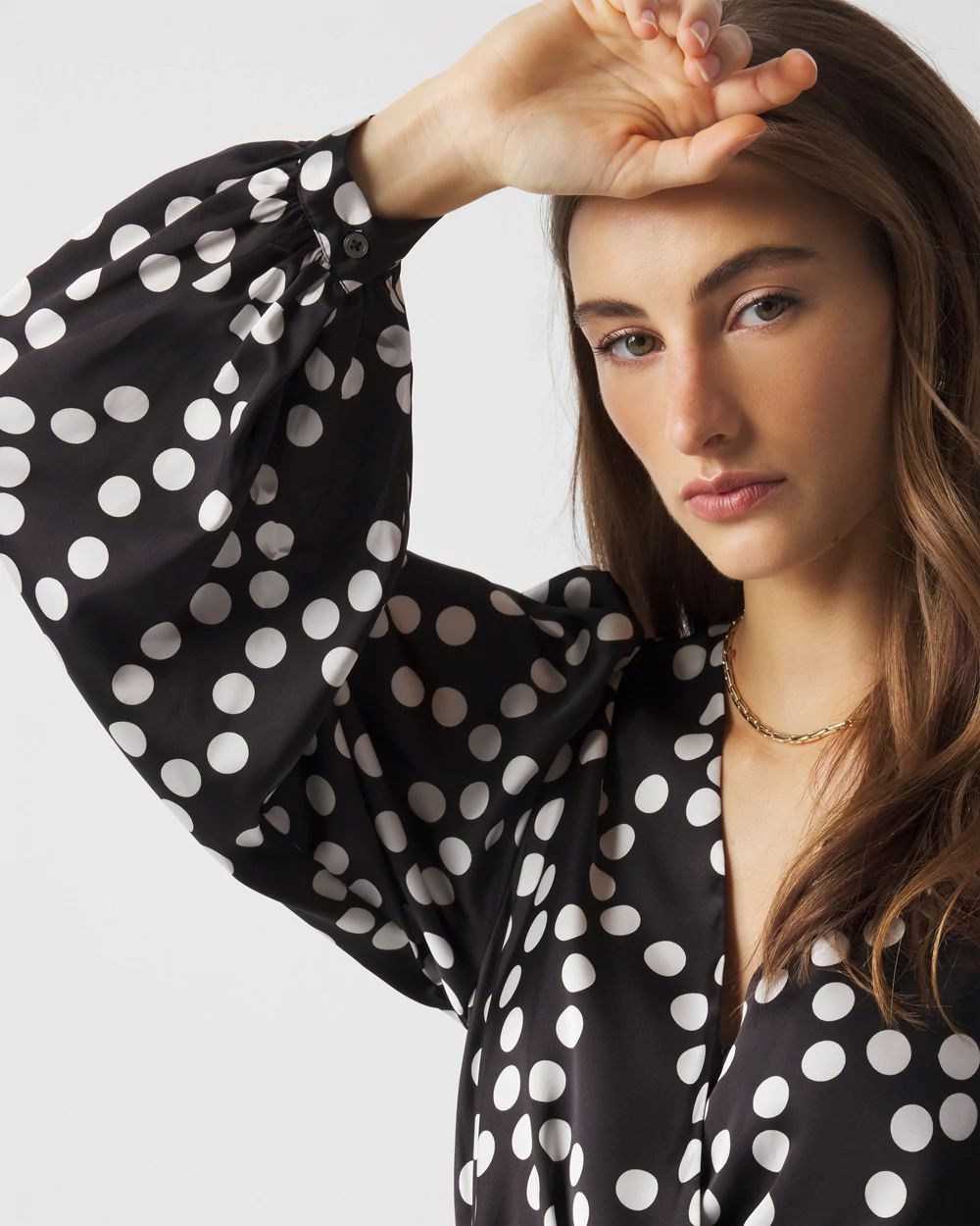 Polka Dot Faux Wrap Dress