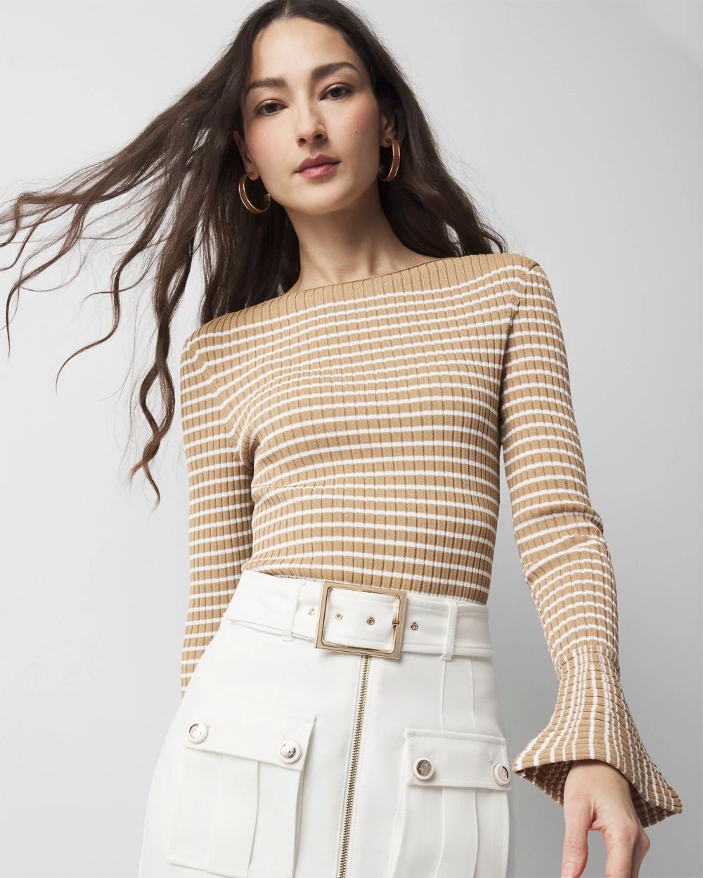 Striped Flared Cuff Sweater