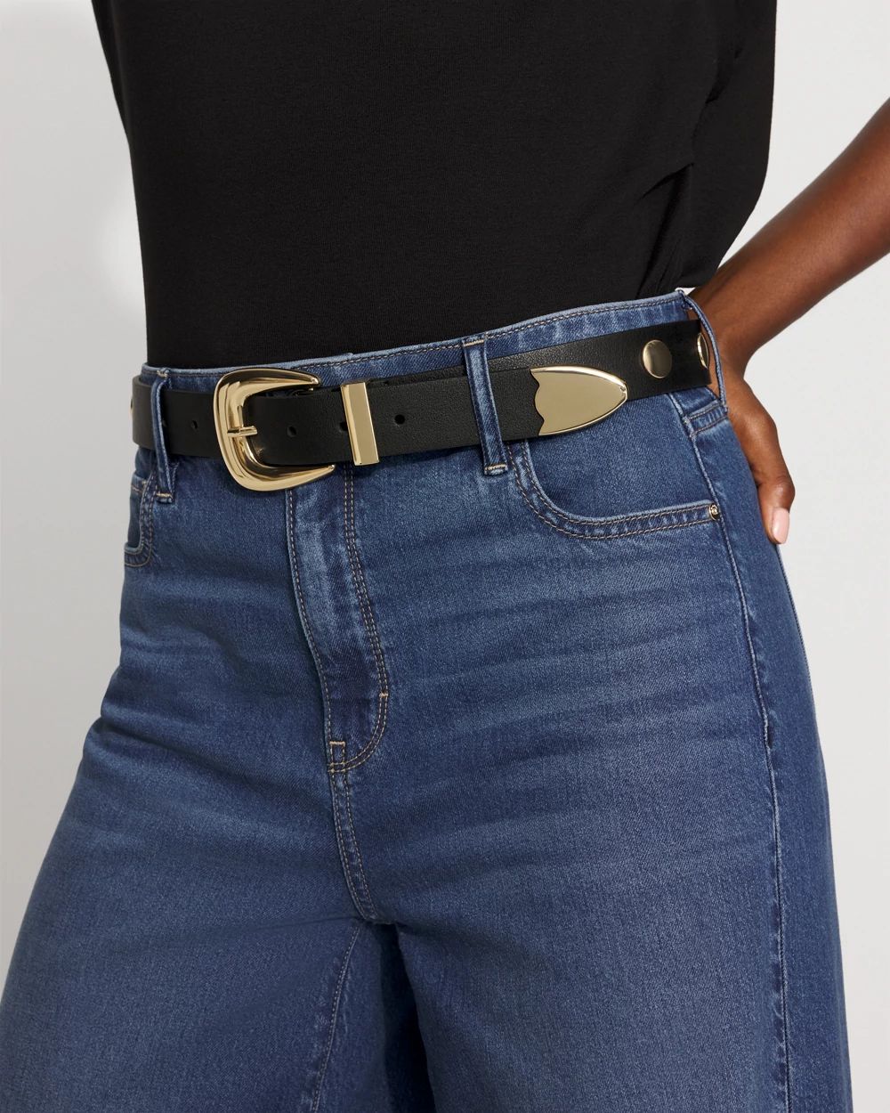 Gold Studded Denim Belt