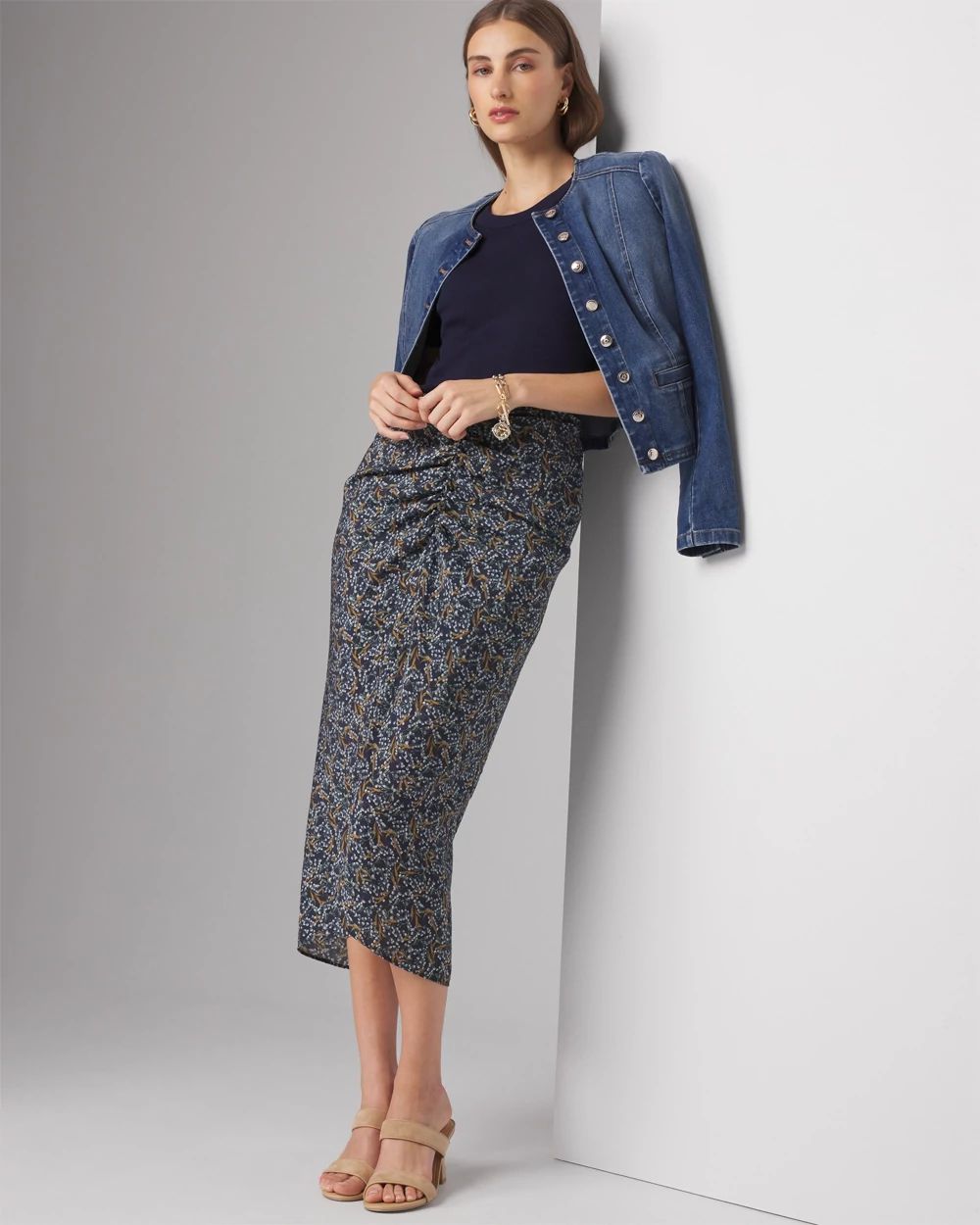 Draped Printed Skirt