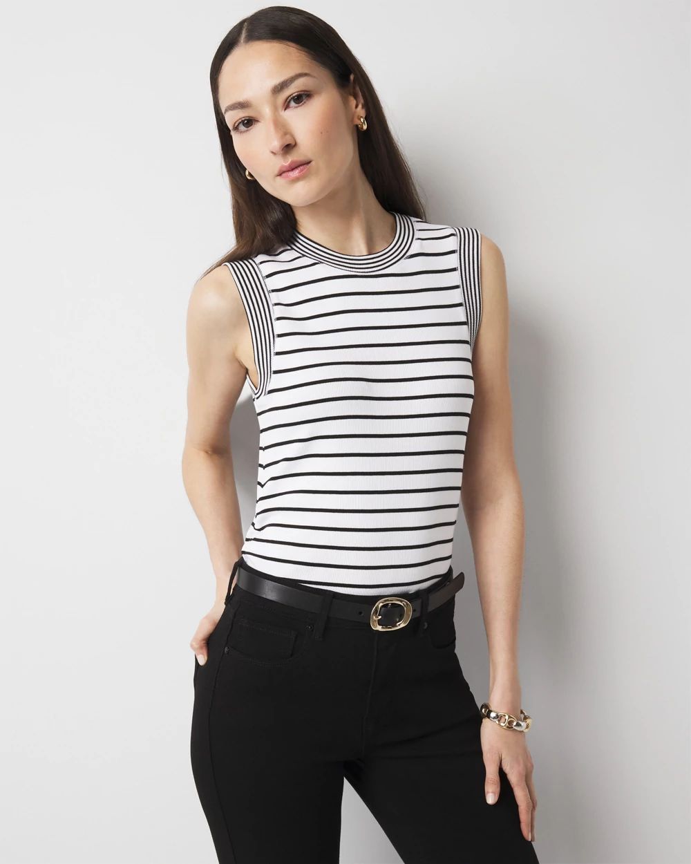 WHBM FORME™ Ribbed Stretch Ruched Side Tank