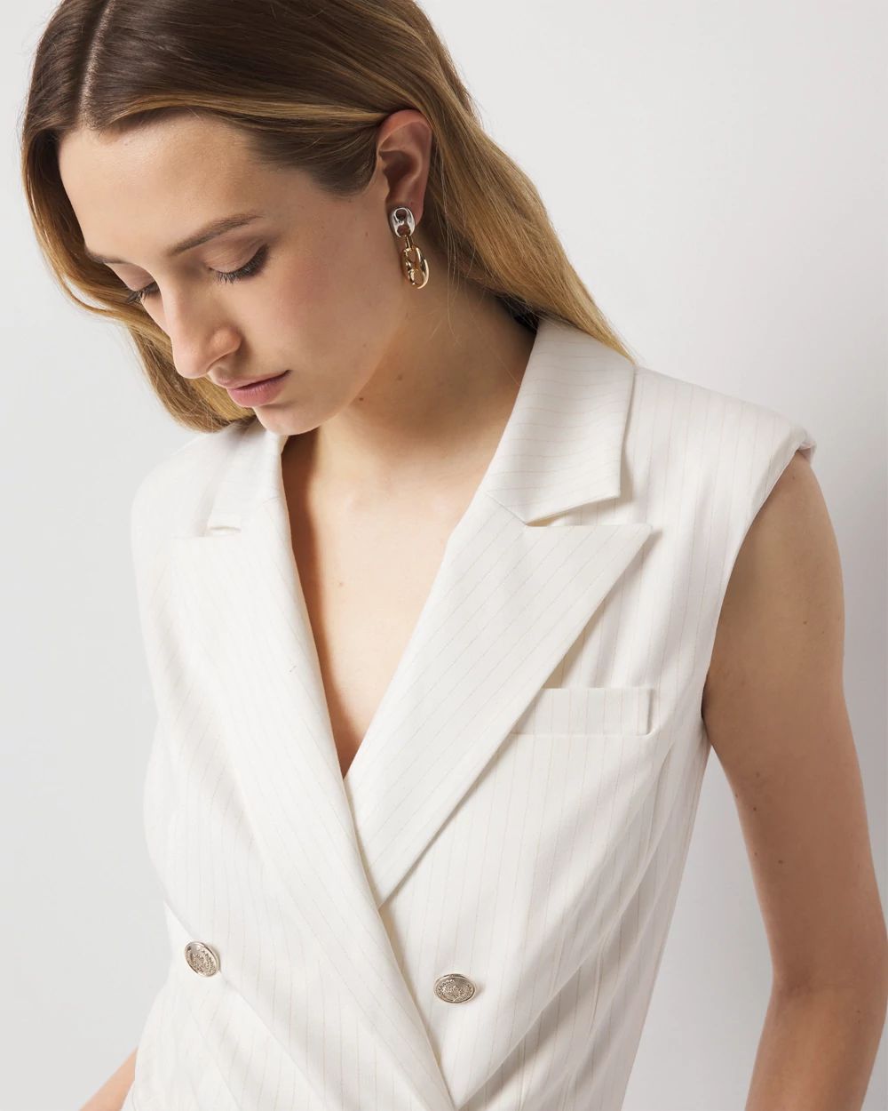 Pinstriped Double-Breasted Blazer Romper