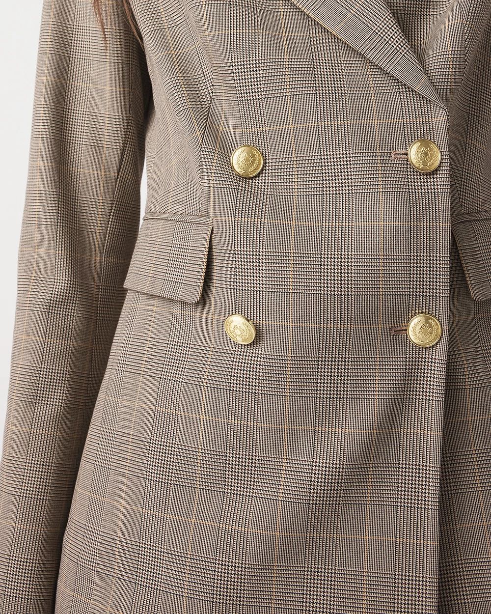 Plaid Double-Breasted Blazer