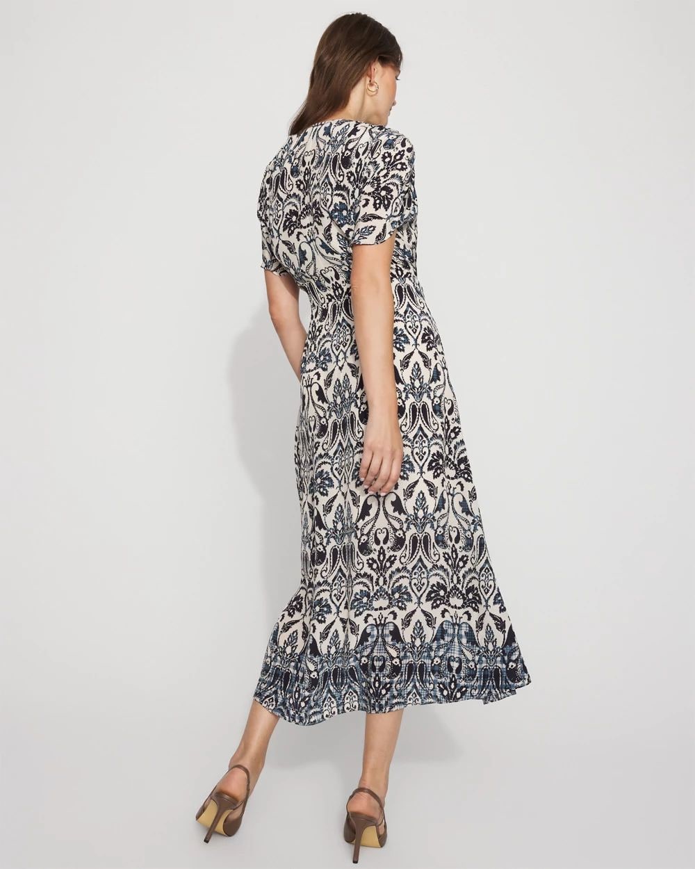 Crepe Side-Tie Midi Dress