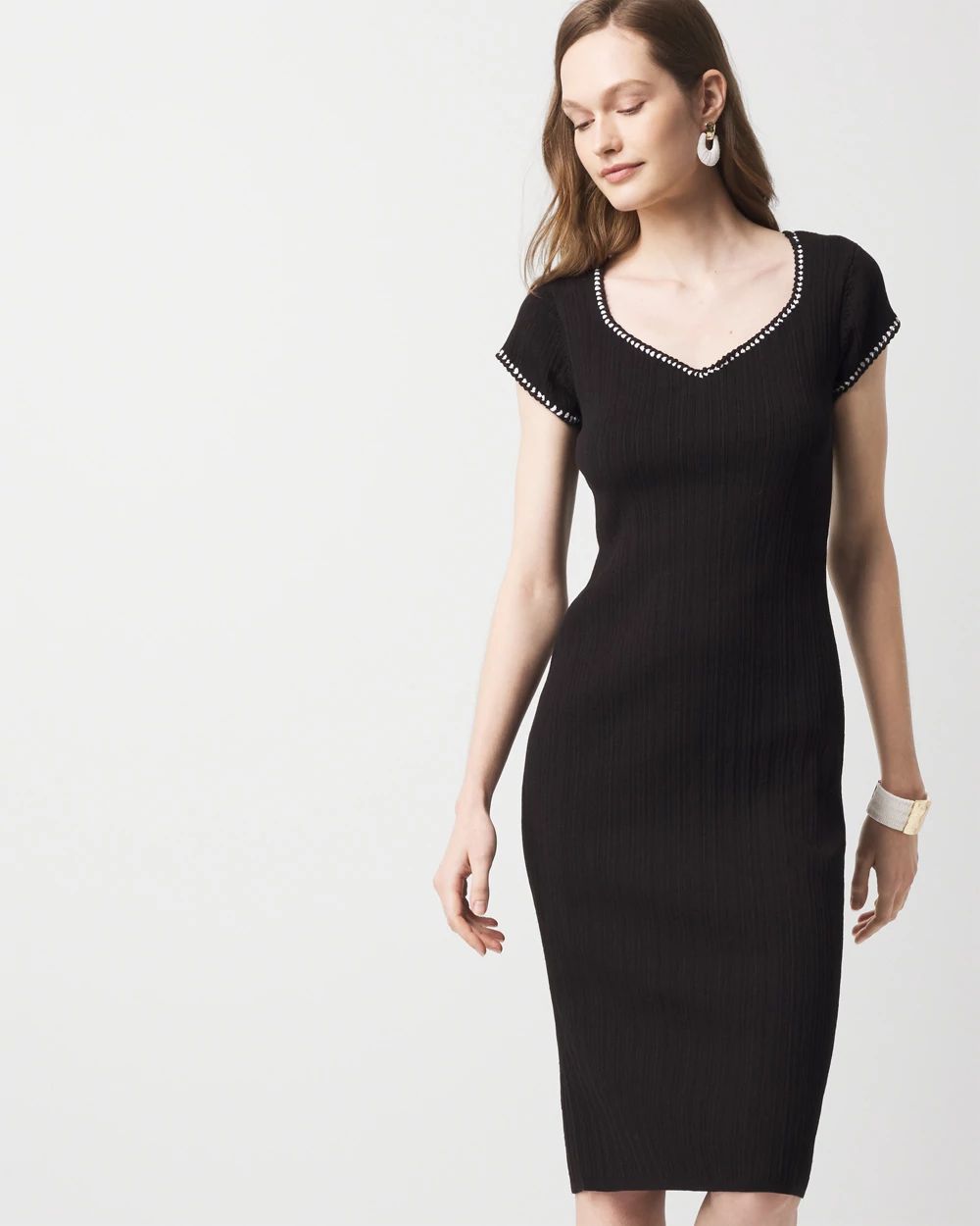 Braided Trim Sweater Dress