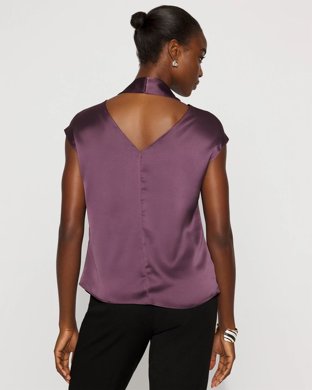 Satin Draped Sleeveless Blouse