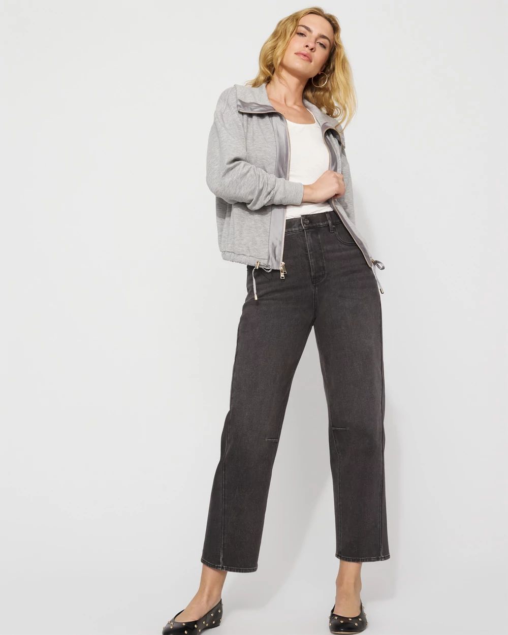 Satin-Trim Knit Jacket