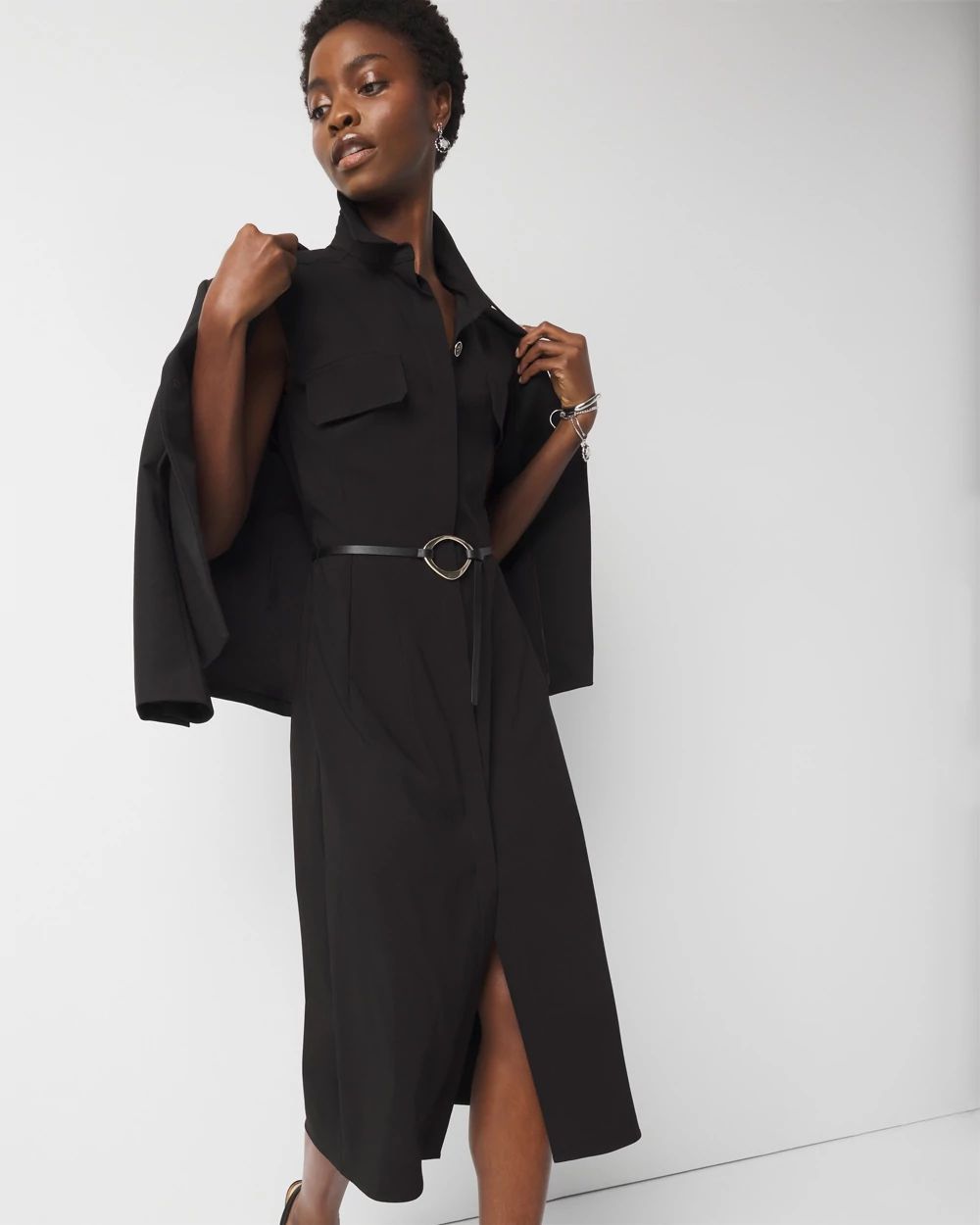 Belted Midi Shirt Dress