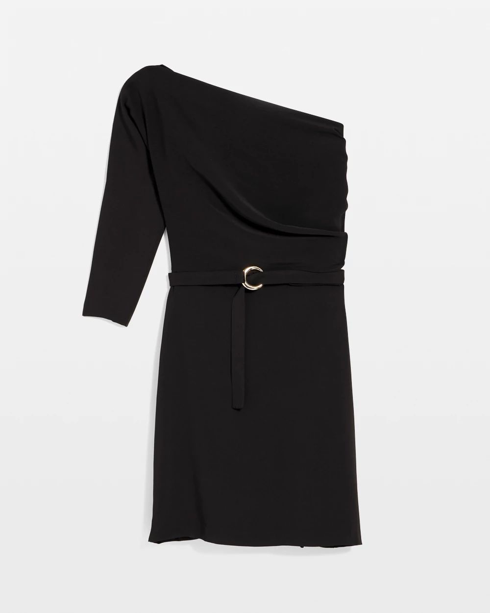 Petite Off-The-Shoulder Belted Dress