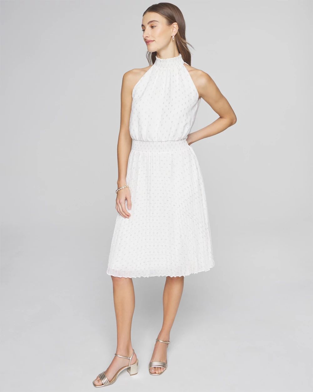 Sleeveless Pleated Clip Midi Dress