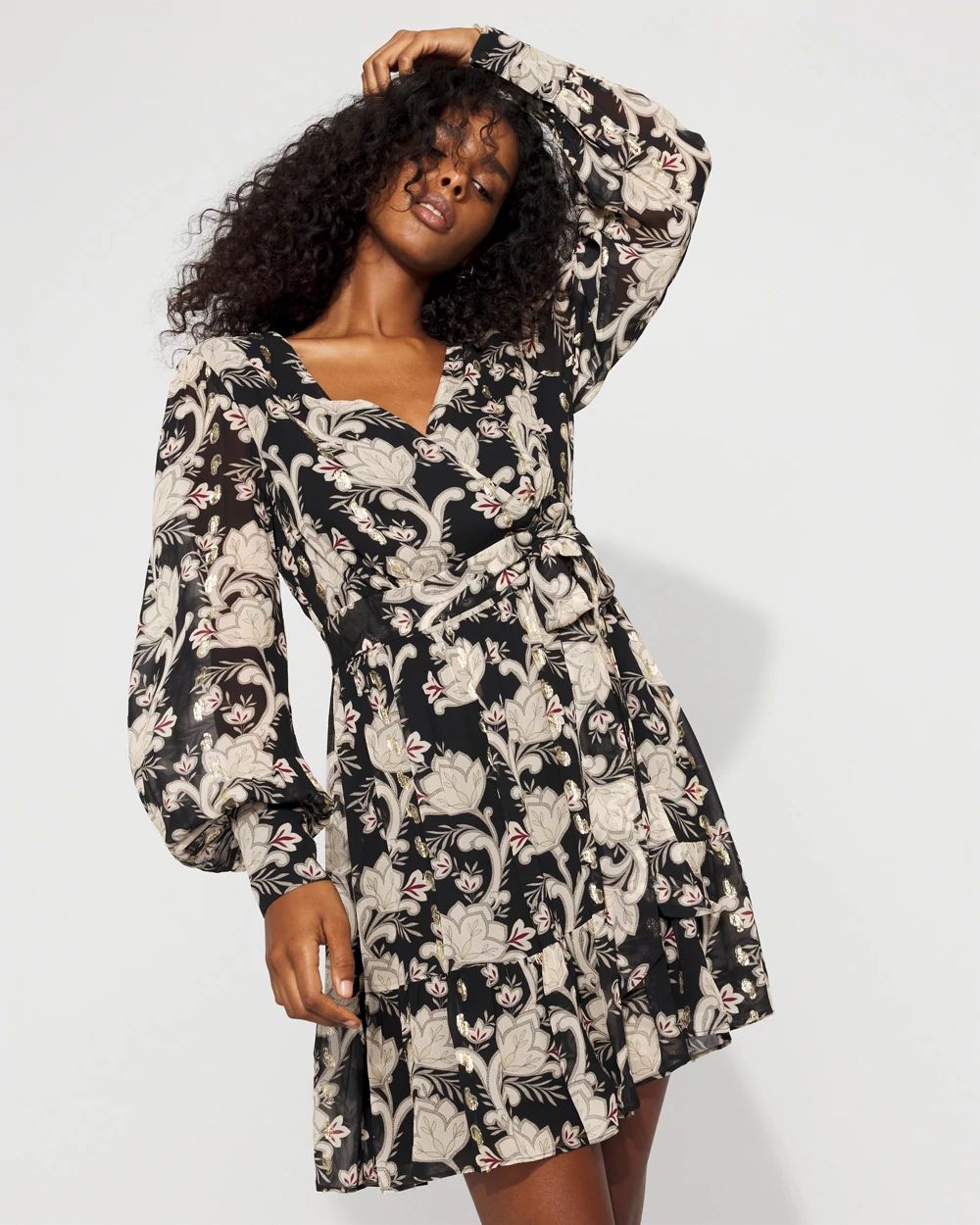 Long Sleeve V-neck Mini Dress