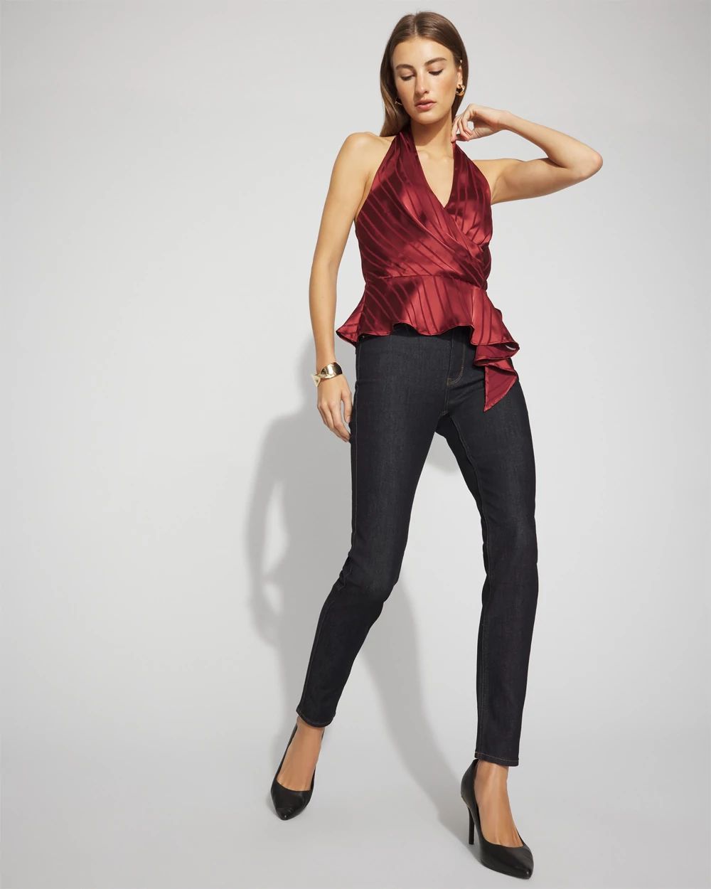 Satin Surplice Halter Top