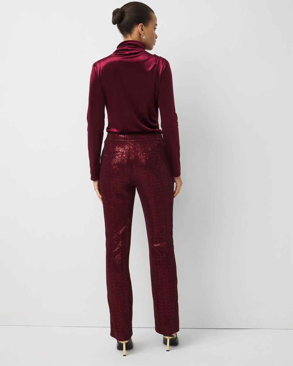 Zoey Sequin Velvet Straight Pant