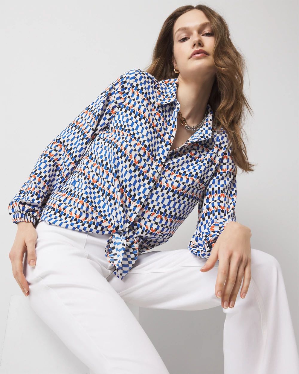 Blouson Tie-Waist Blouse