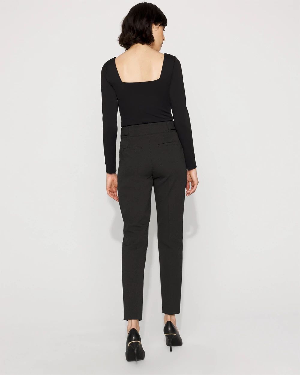 Elle Slim Ankle Pant with Button Tab Waist