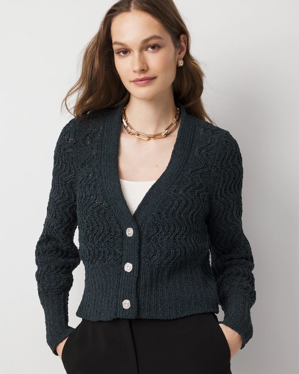 Metallic Chenille Cardigan