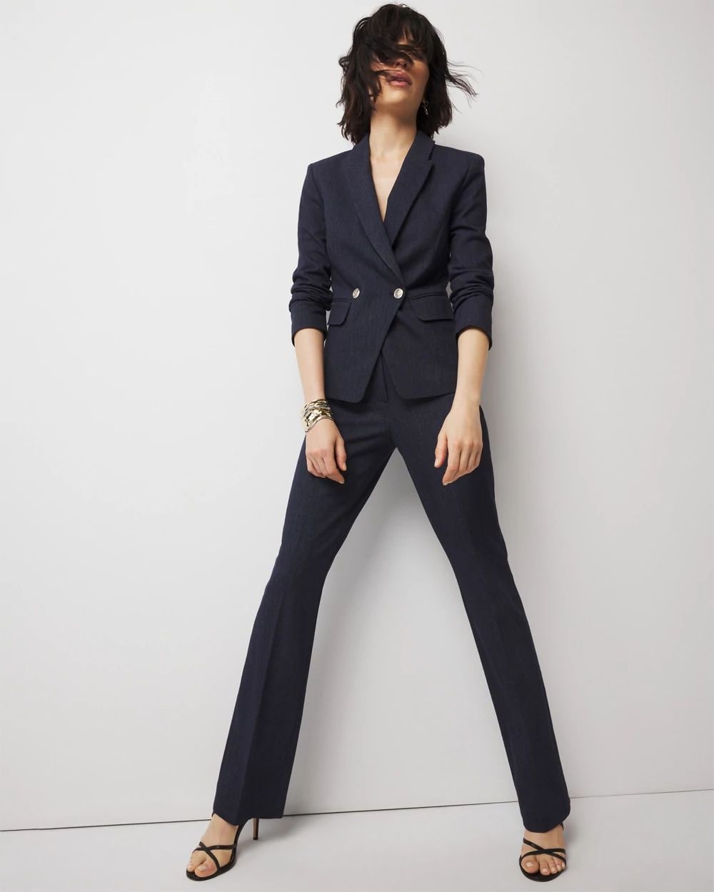 WHBM® Two-Button Denim-Look Studio Blazer