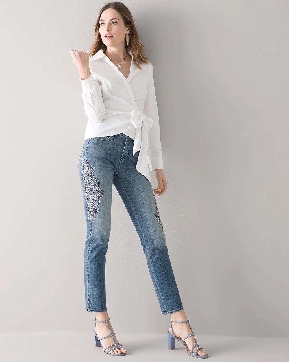 High-Rise Everyday Soft Denim™ Embroidered Straight Jeans