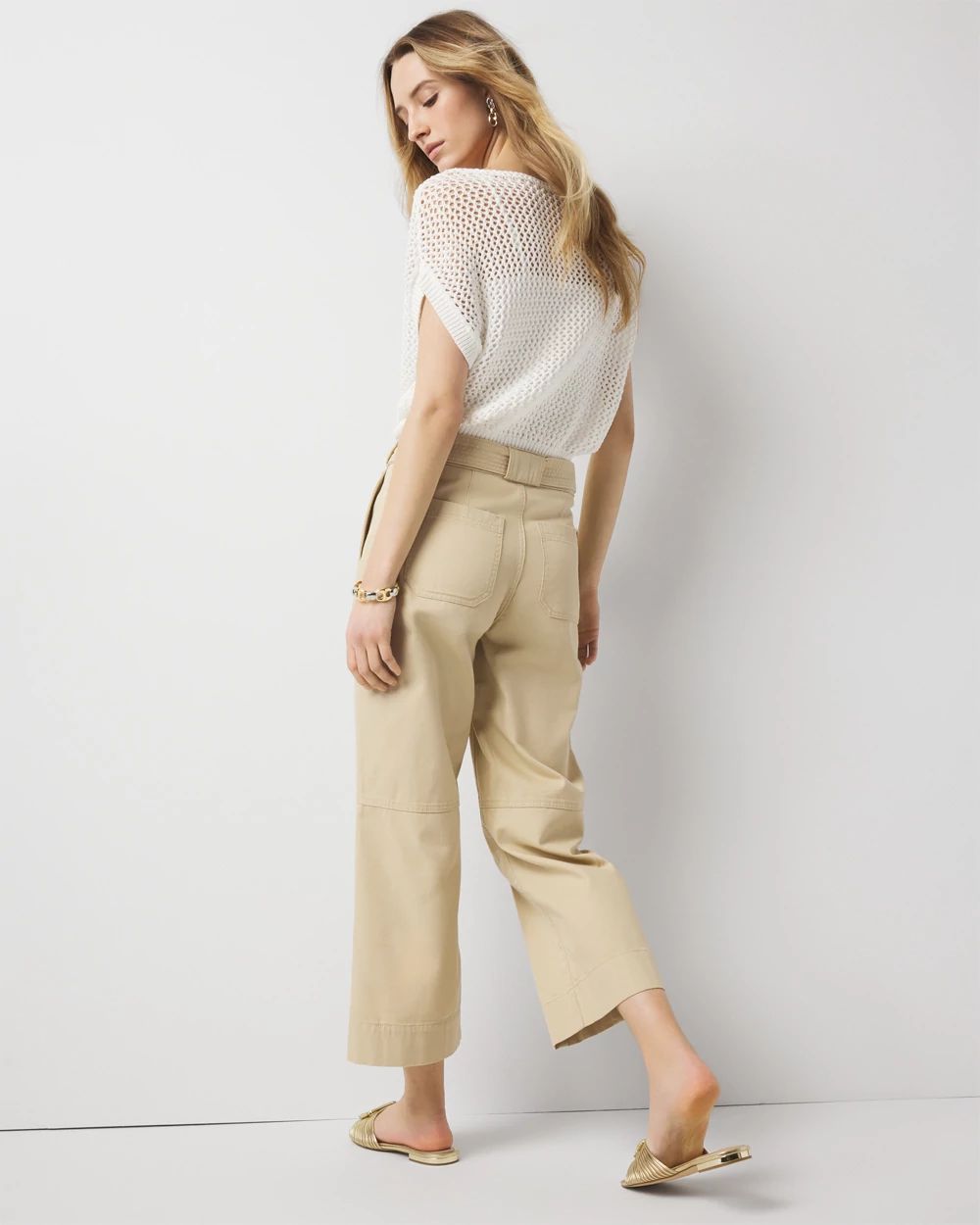 Extra High-Rise Pret Belted Wide Leg Cropped Pant