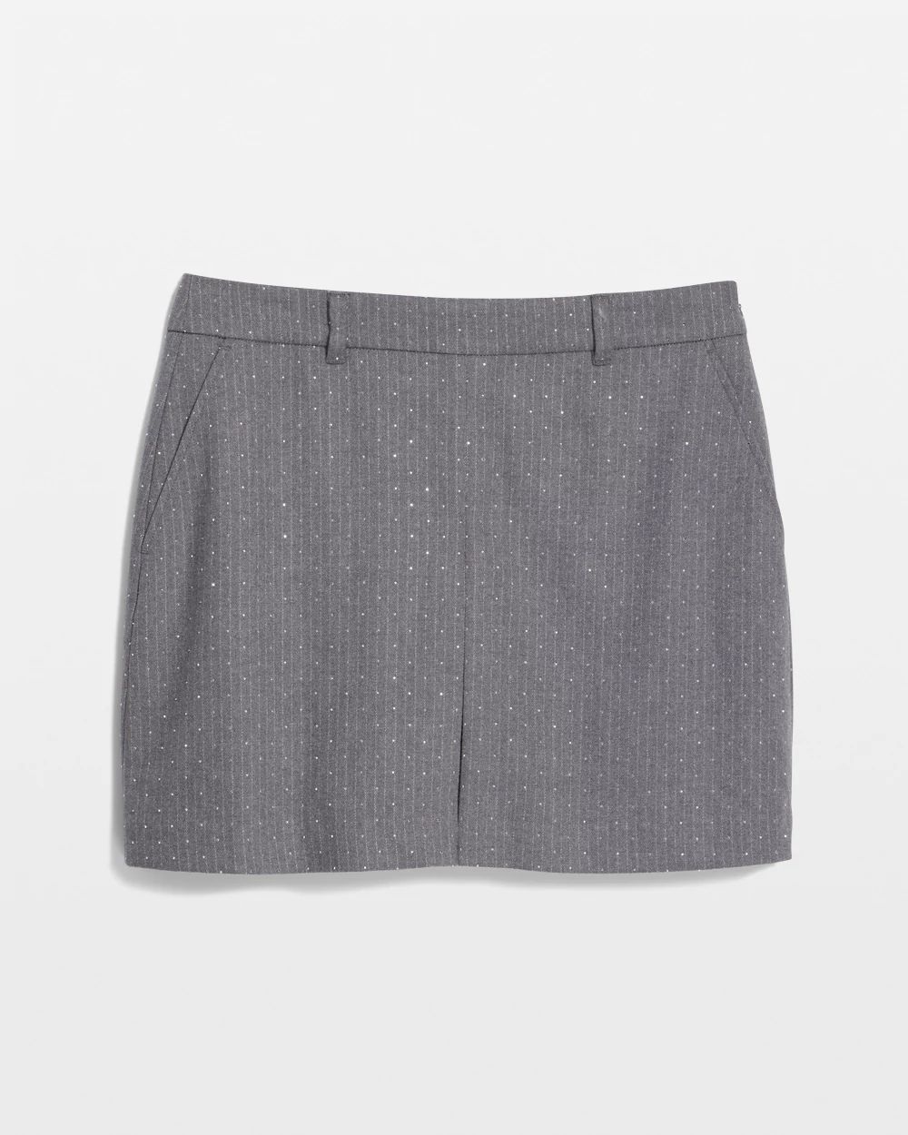 High Rise Embellished Pinstripe Tailored Skort