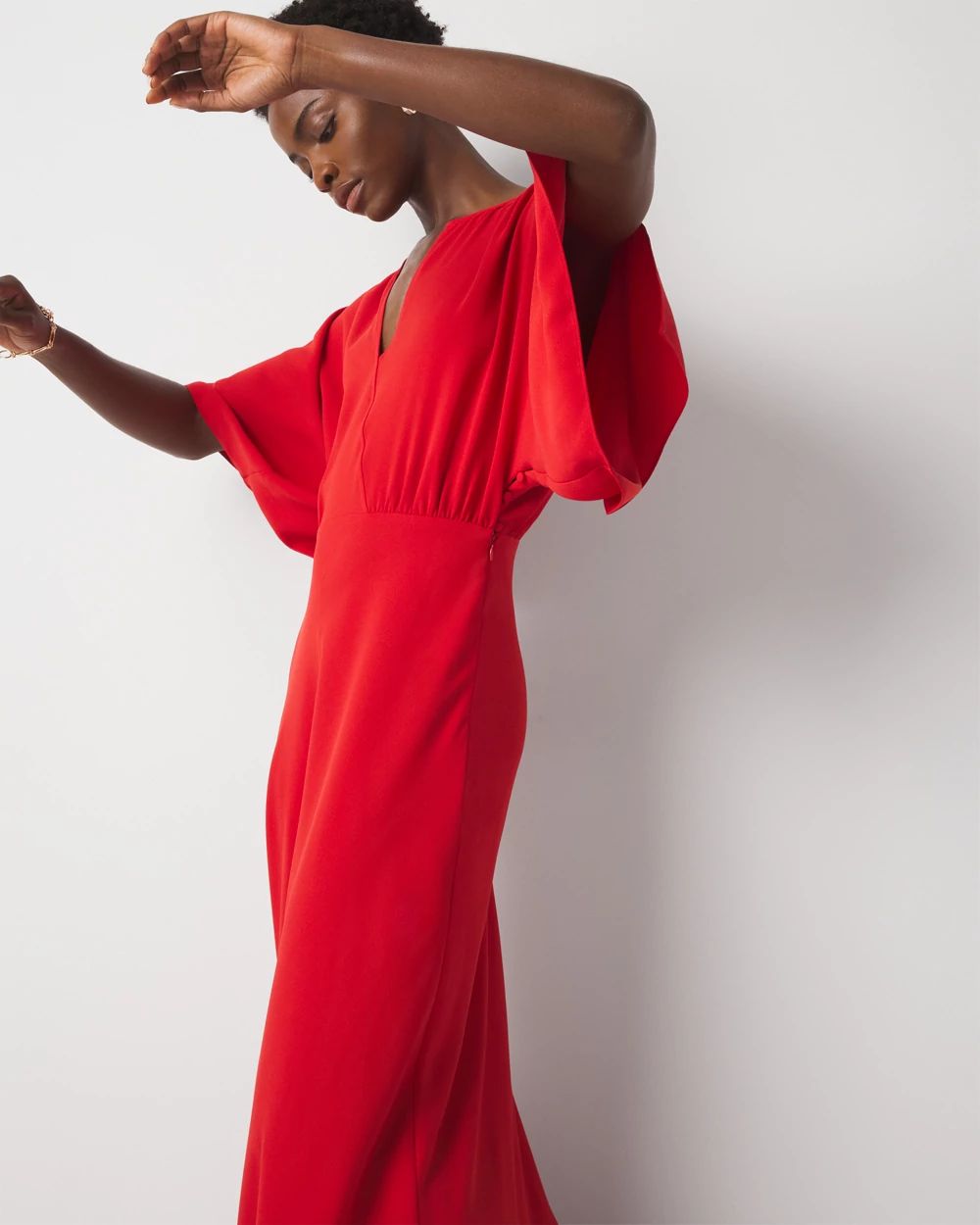 Kimono Sleeve Crepe Gown