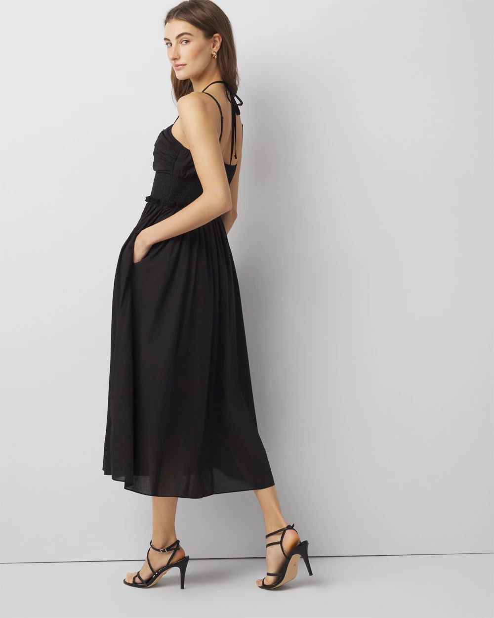 Cotton Poplin Halter Midi Dress