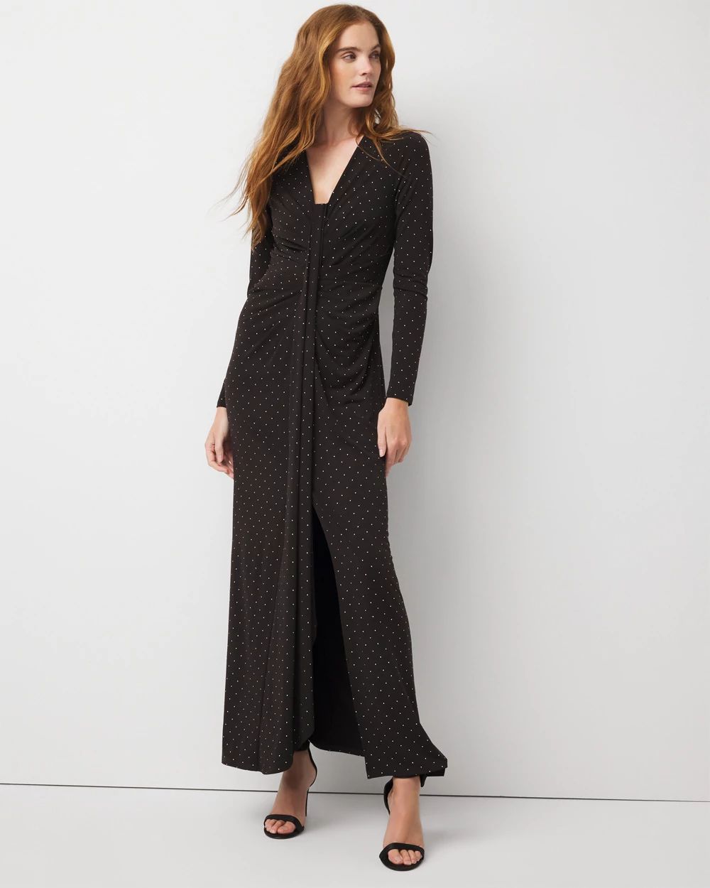 Petite Embellished Long Sleeve Gown