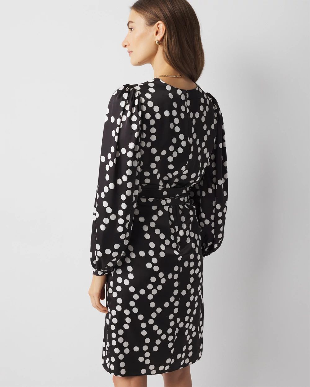 Petite Polka Dot Faux Wrap Dress