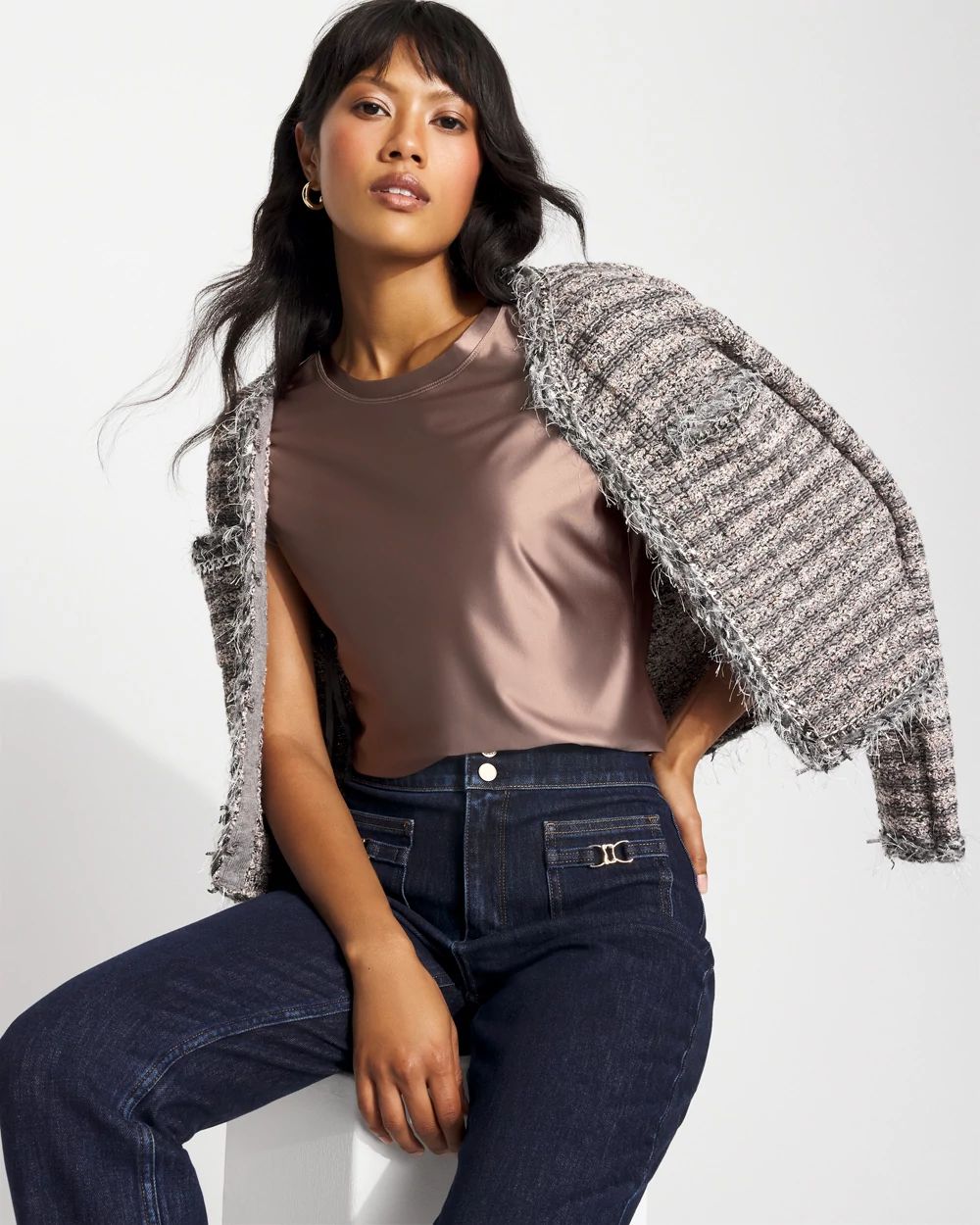 Glossy Jersey Crewneck Tee