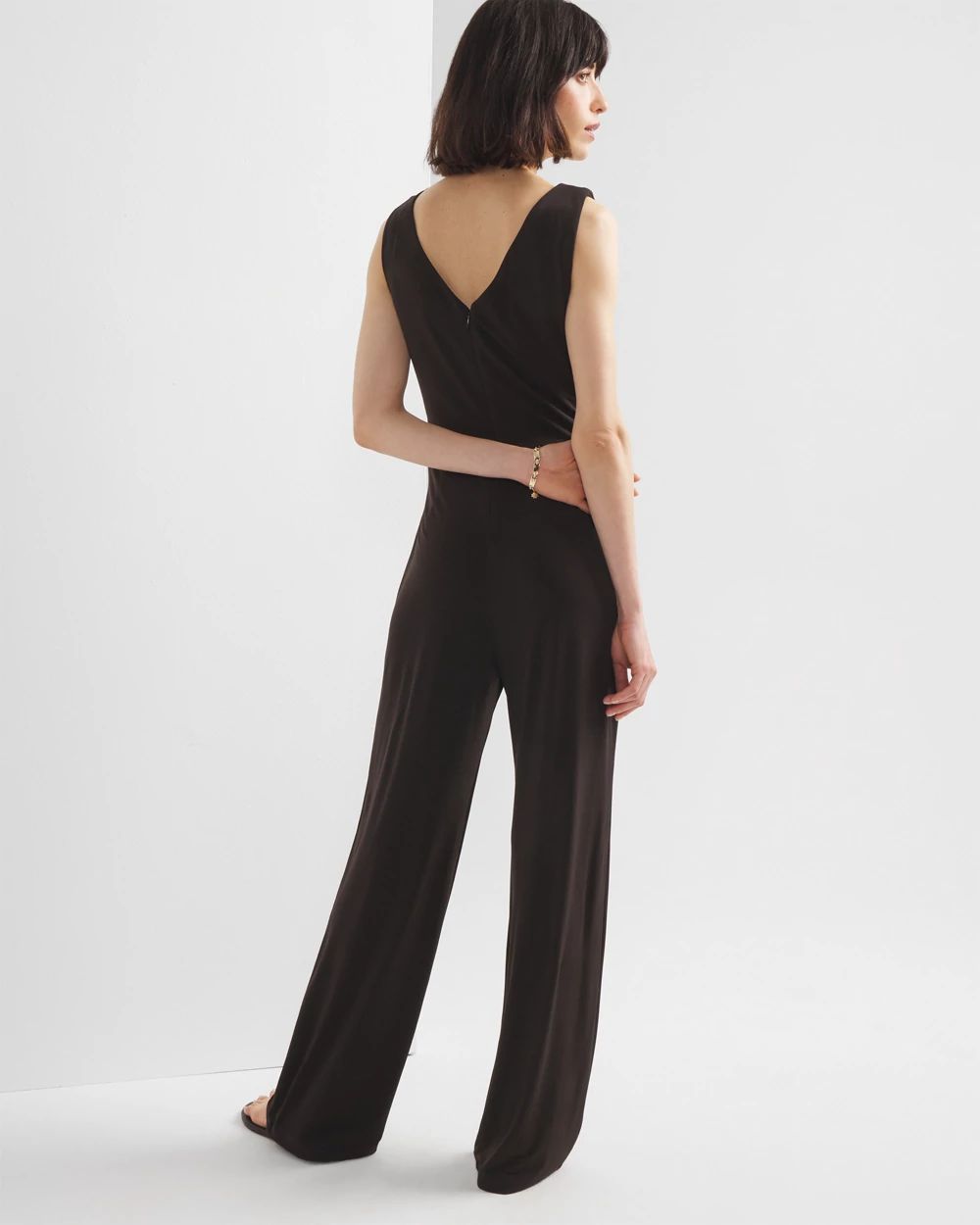 Shirred Shoulder Matte Jersey Jumpsuit