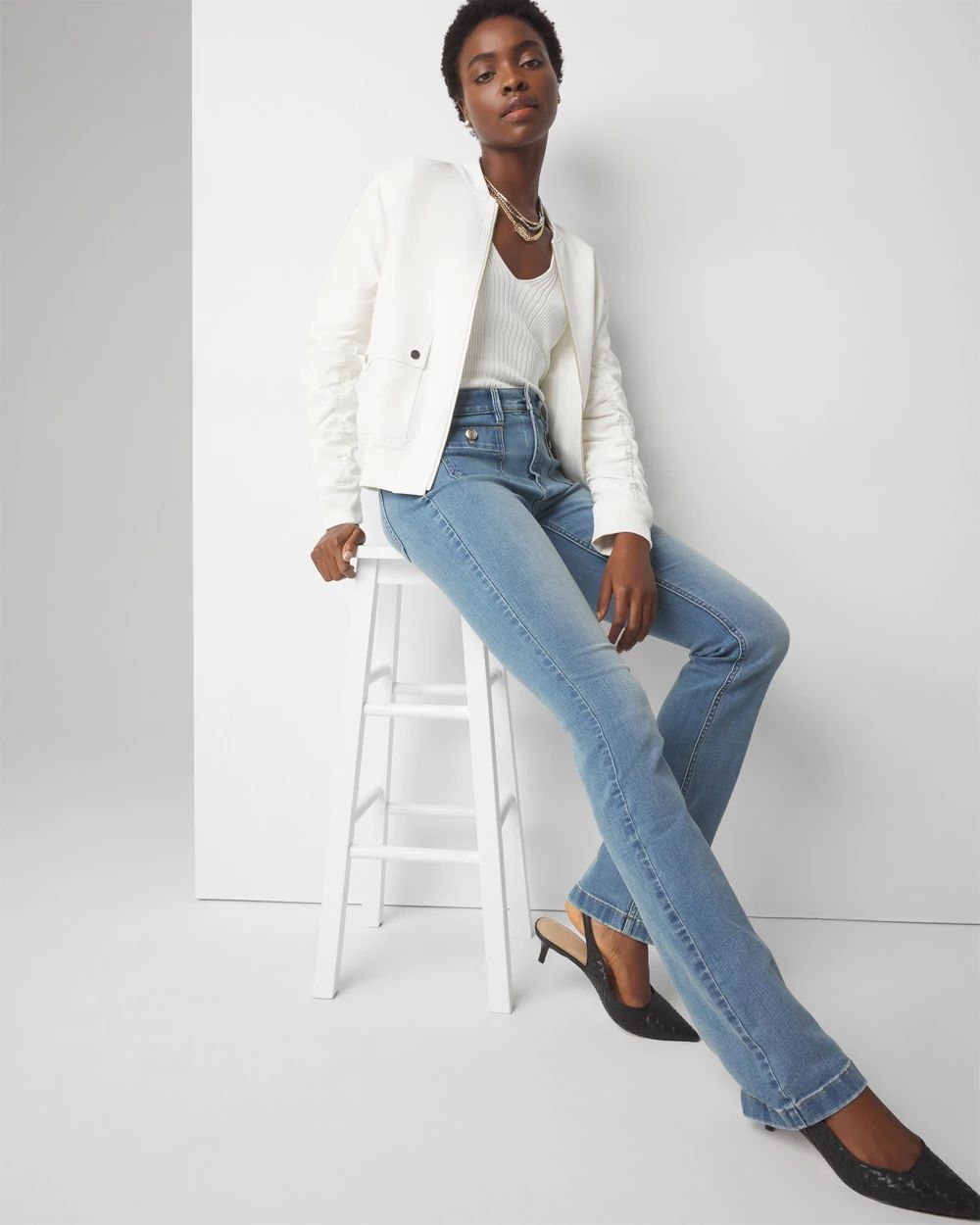 High Rise Patch Pocket Bootcut Jean