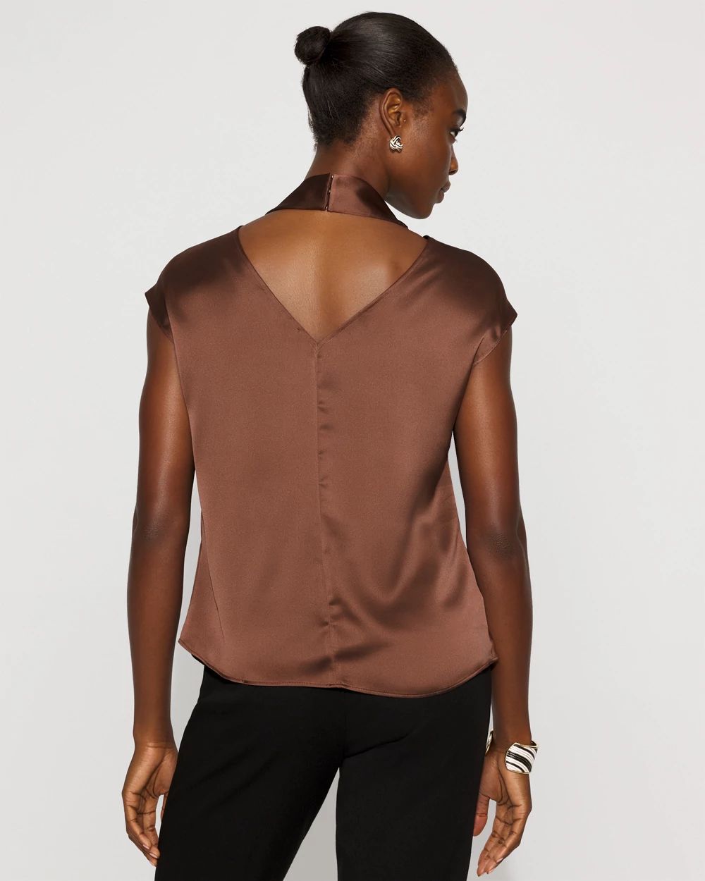 Satin Draped Sleeveless Blouse