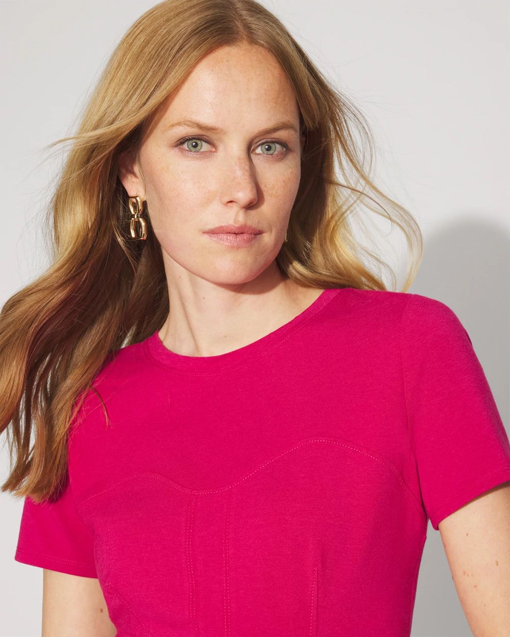 Short Sleeve Seamed Peplum Tee