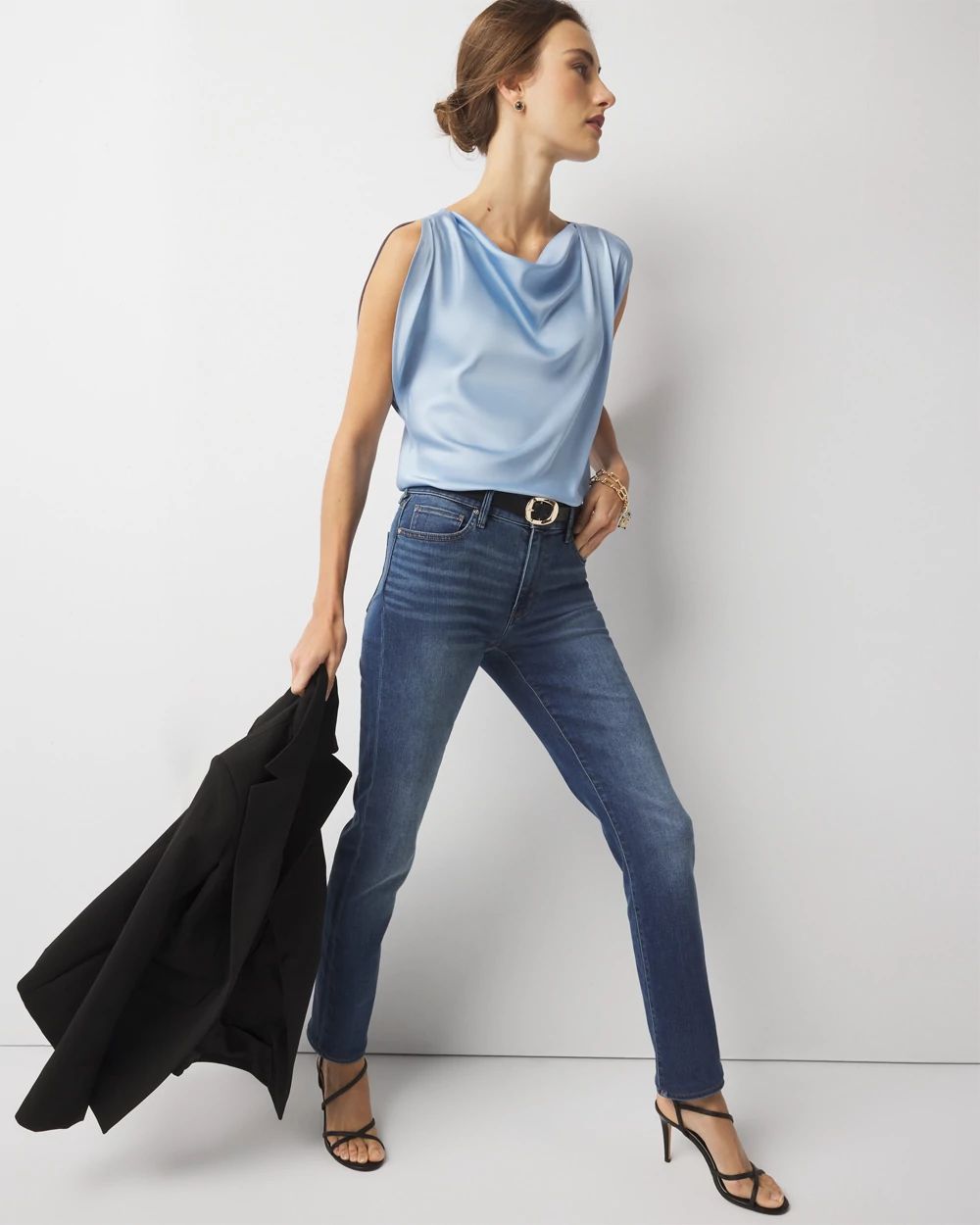 Satin Petal Sleeve Blouse