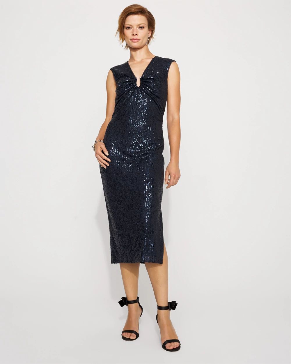 Petite Sequin Midi Dress