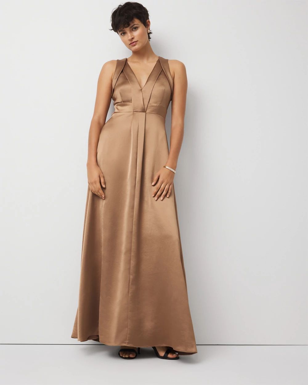 Petite Sleeveless Satin Gown