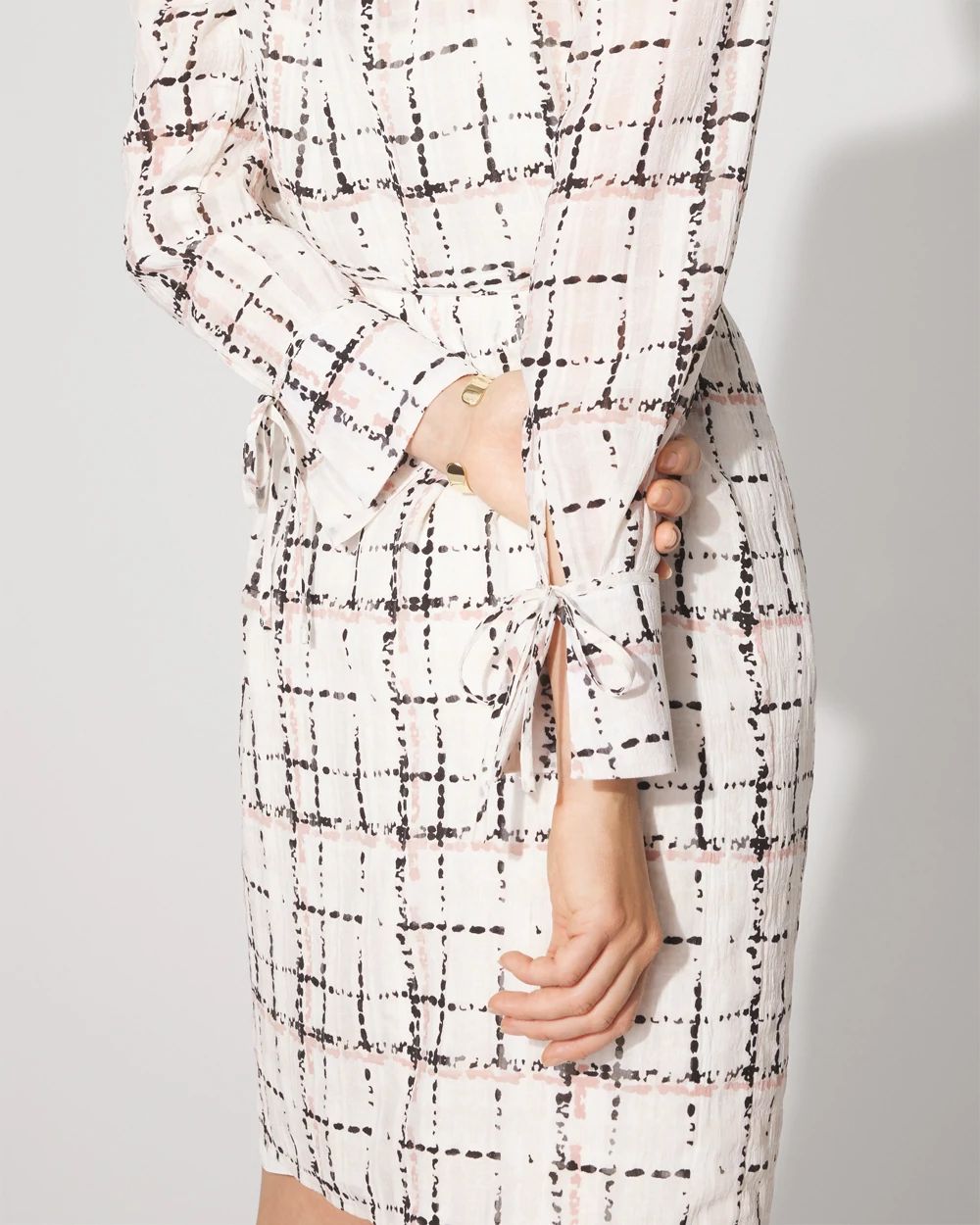 Tie-Detail Chiffon Shirt Dress