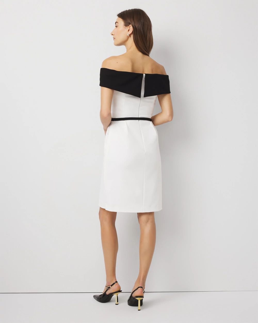 Petite Colorblock Off-The-Shoulder Dress