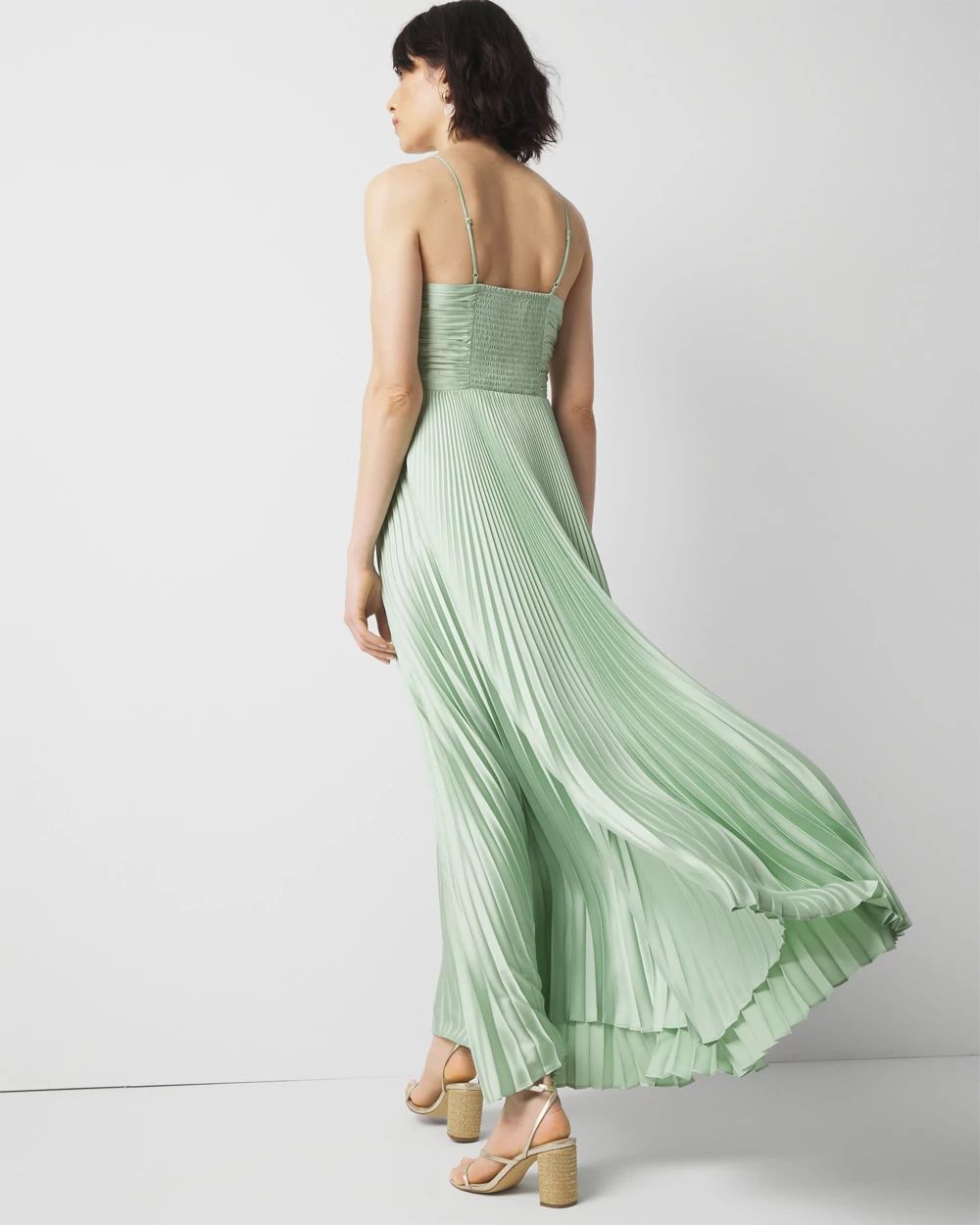 Satin Pleated Maxi Dress