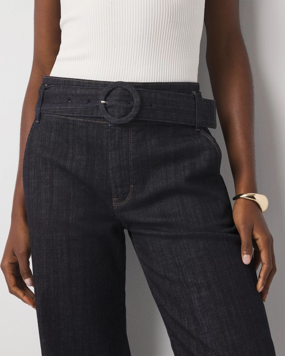 Extra High-Rise Belted Wide Leg Cropped Jean