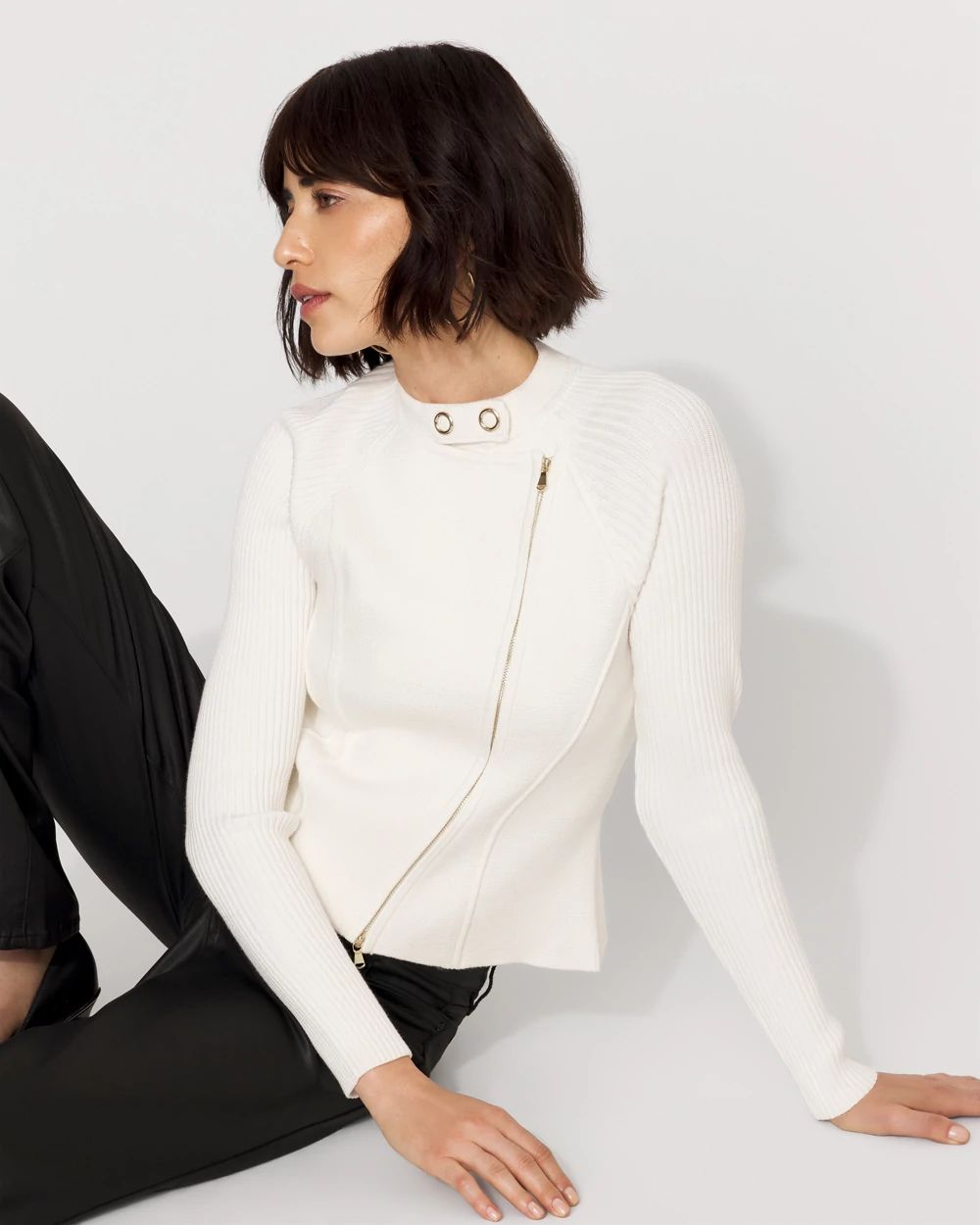 Petite Moto Sweater Jacket