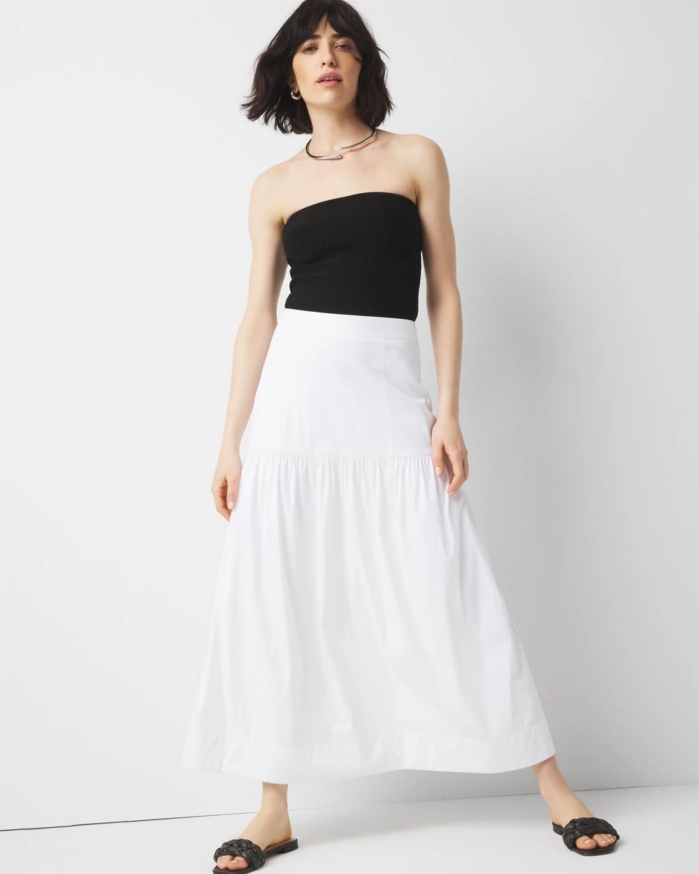 Poplin A-Line Maxi Skirt