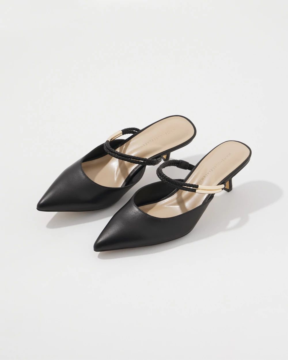 Braided Strap & Gold Kitten Heels