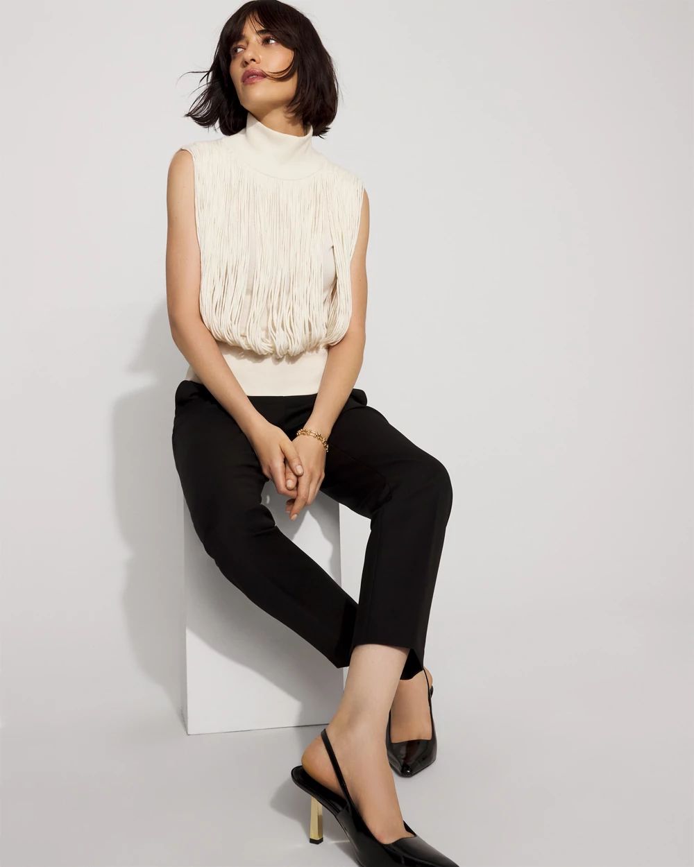 Fringe Mockneck Sweater Vest