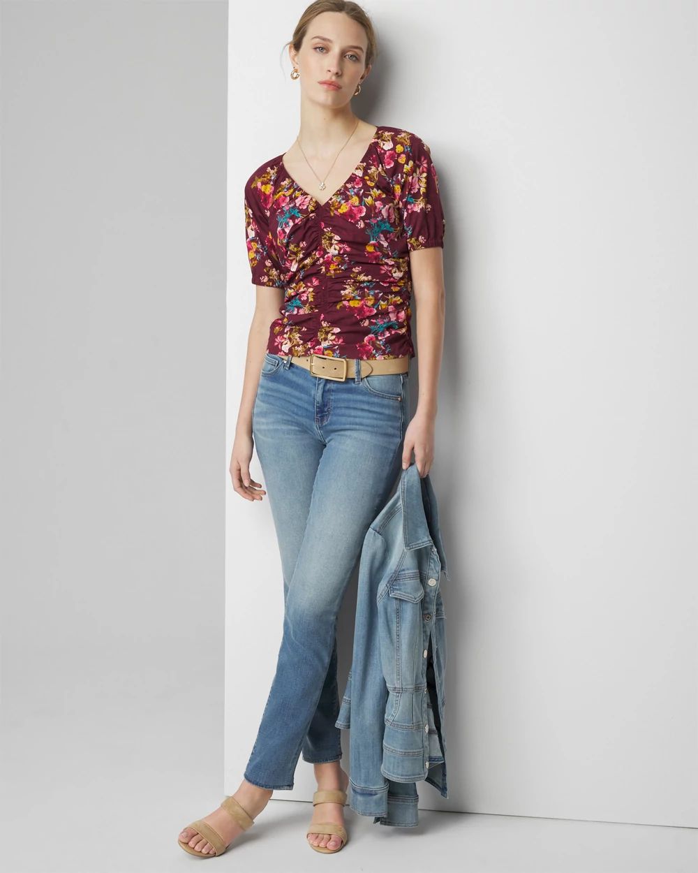 Ruched Front Poplin Top