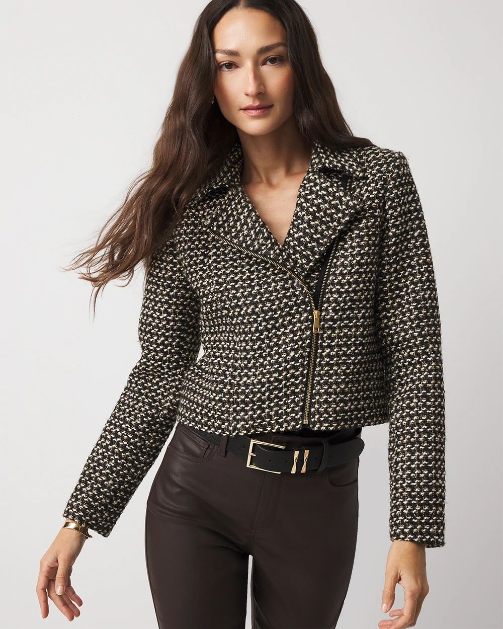 Metallic Tweed Moto Jacket